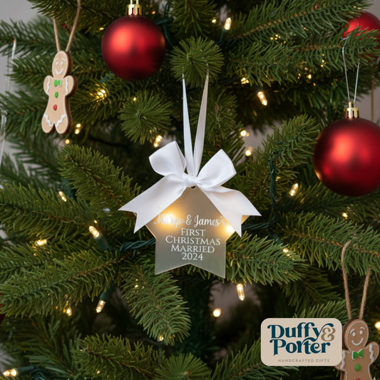 Personalised First Christmas Married Star Decoration
