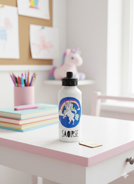 Personalised Aluminium Drinks Bottle Unicorn