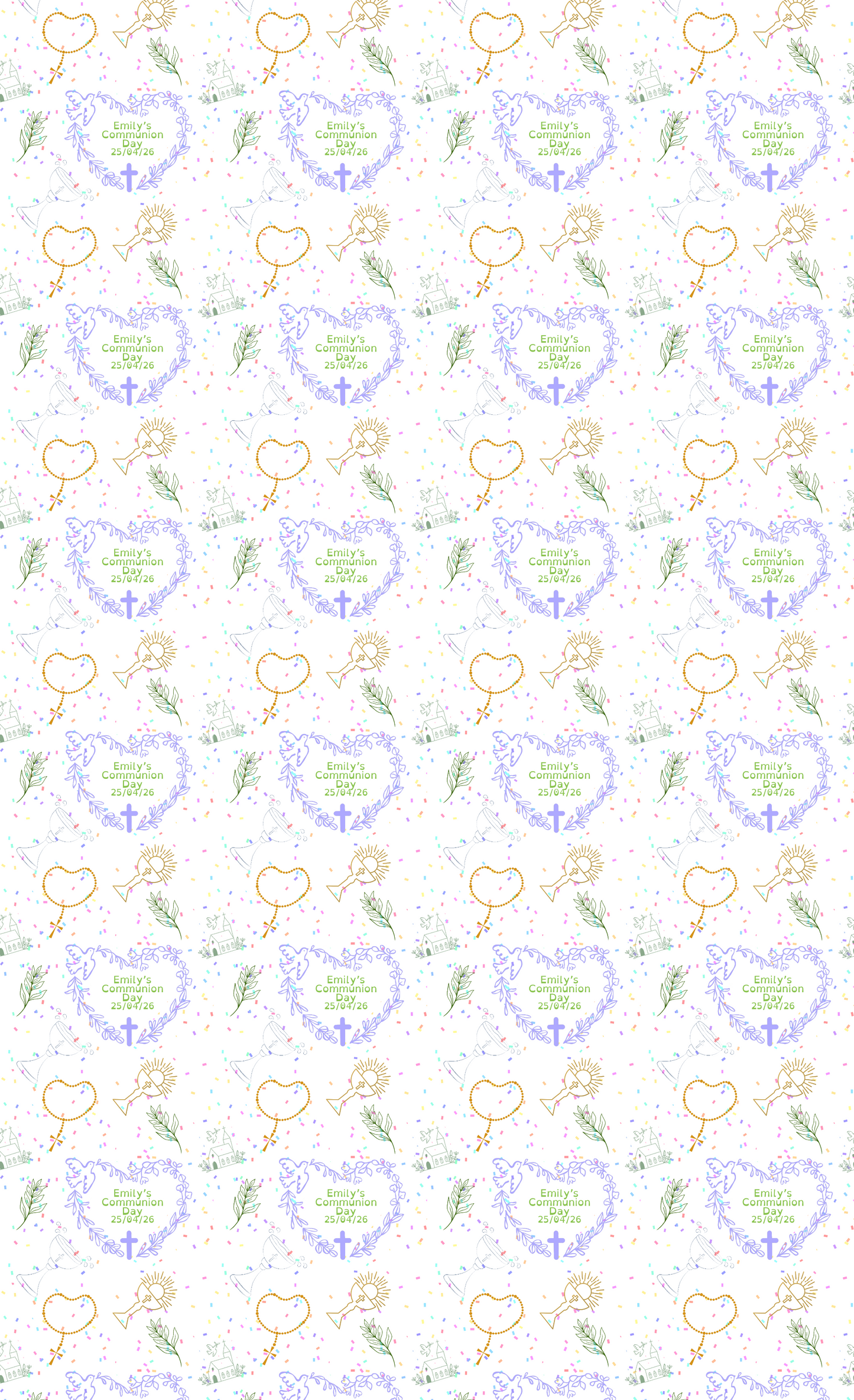 Personalised Eco-Friendly Wrapping Paper - Communion