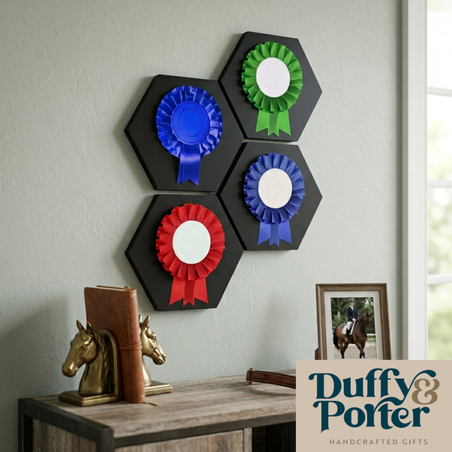 Elegant Hexagon Rosette Display