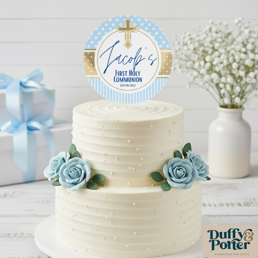Polkadot Blue Personalised Cake Topper