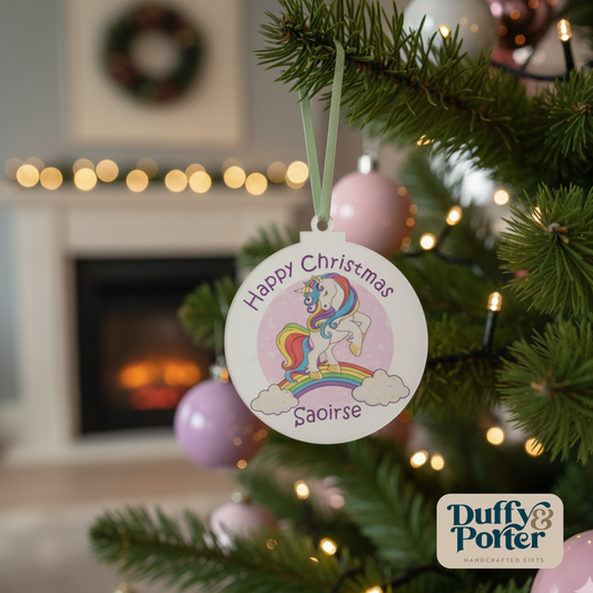 Personalised Unicorn Christmas Tree Decoration