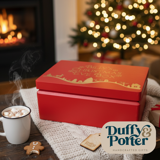 Engraved Red Christmas Scene Eve Box