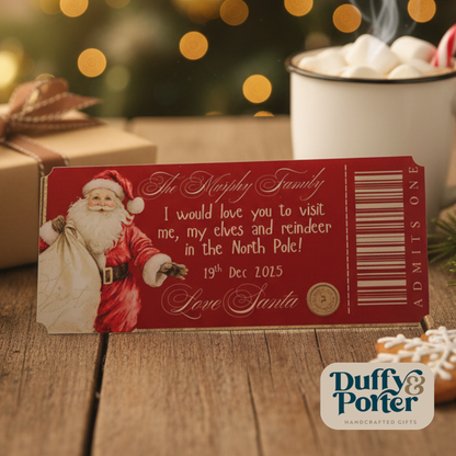 Personalised Clear Acrylic Ticket – Printed Keepsake Reveal Santa