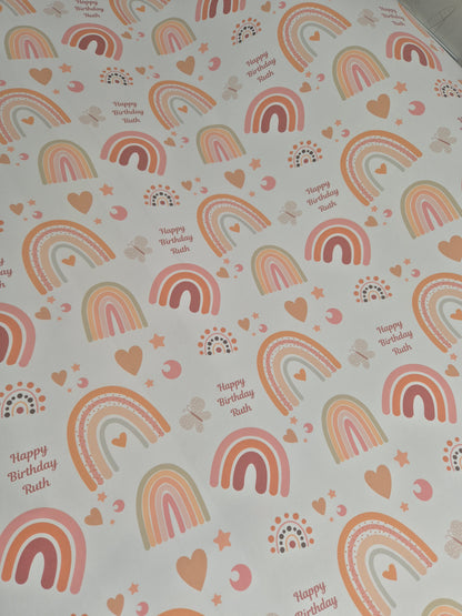 Personalised Eco-Friendly Wrapping Paper - Boho Rainbow