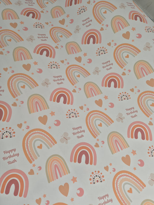 Personalised Eco-Friendly Wrapping Paper - Boho Rainbow