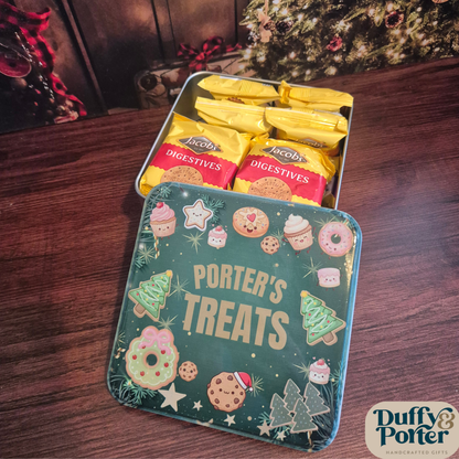 Personalised Christmas Cookie & Treat Tin – Custom Teacher, Family & Staff Gift (Filled or Empty)