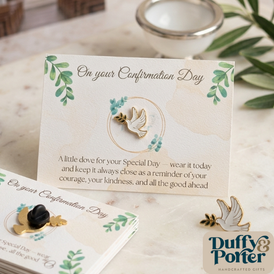 "On Your Confirmation Day" Dove Enamel Pin Gift