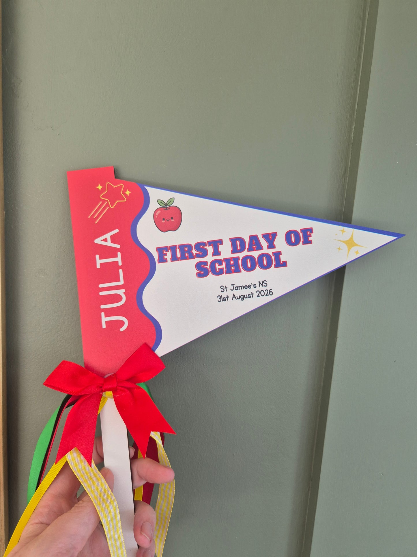 Personalised First Day of School Flag Pennant | Custom School Milestone Gift