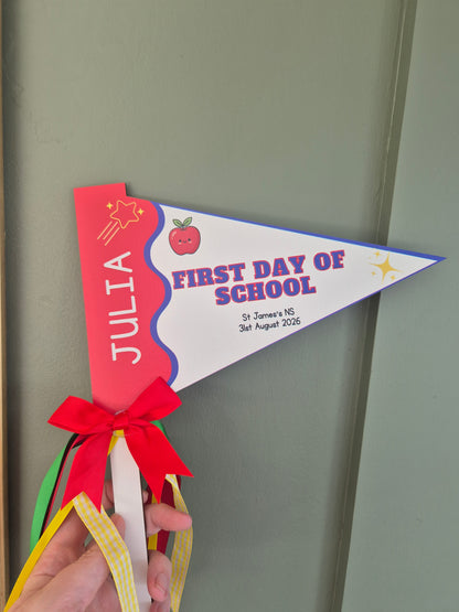 Personalised First Day of School Flag Pennant | Custom School Milestone Gift