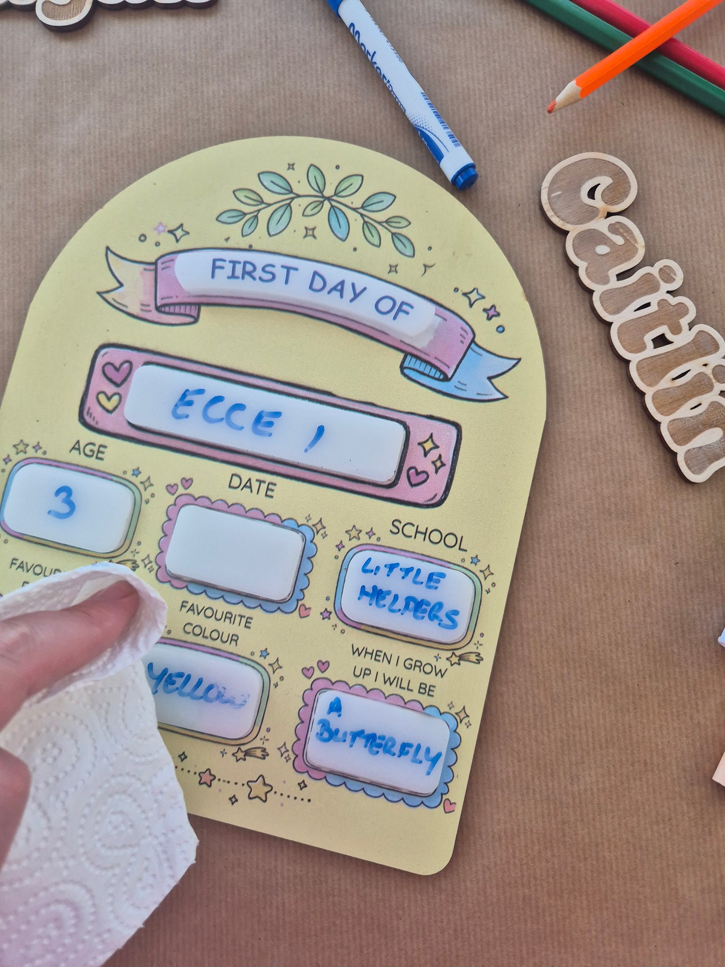 Reusable First Day & Last Day of School Milestone Sign | Back to School Gift. Pink