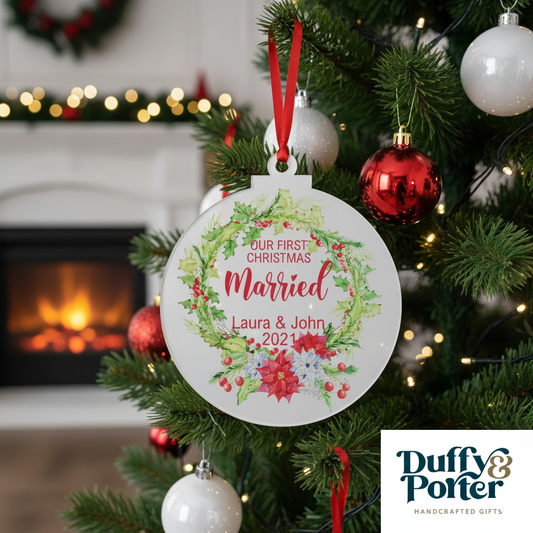 Christmas Tree Decoration Personalised Married 25