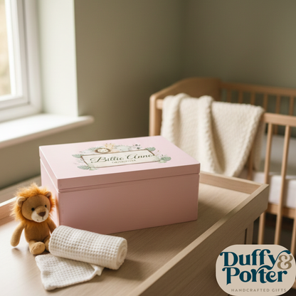 Safari-Themed Wooden Keepsake Box: A Personalised Baby Gift in Ireland