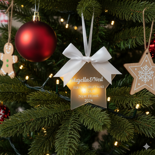 Personalised First Christmas in New Home Star Decoration
