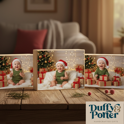 Scandinavian Birch Wooden Photo Block Square