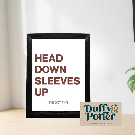 Head down sleeves up print