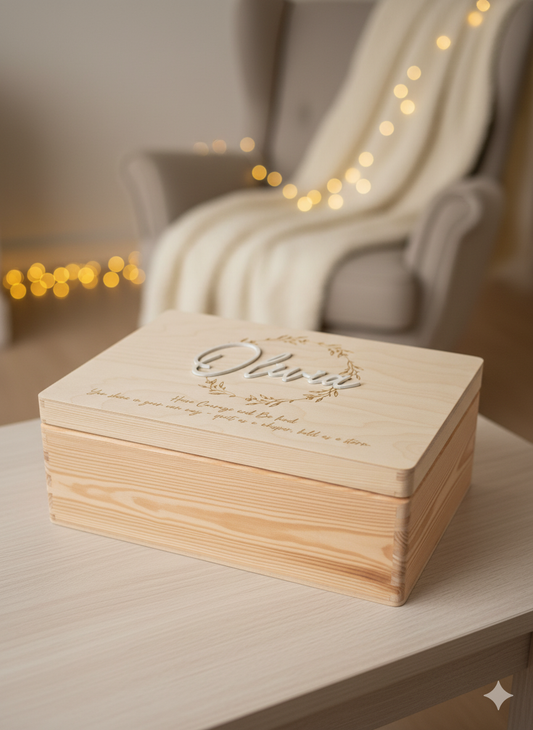 Personalised Wooden Wreath Box - Acrylic name