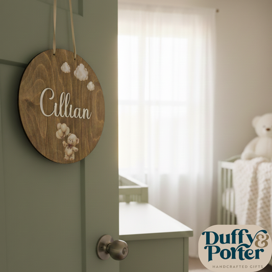 Teddy Wooden Round Name