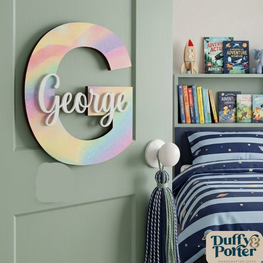 Rainbow Theme Initial with Name