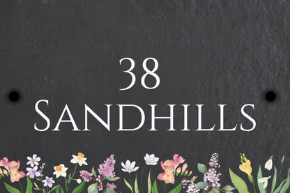 Slate House Sign - Spring Flowers