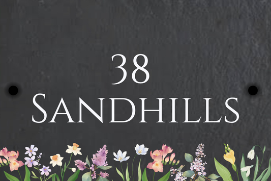 Slate House Sign - Spring Flowers