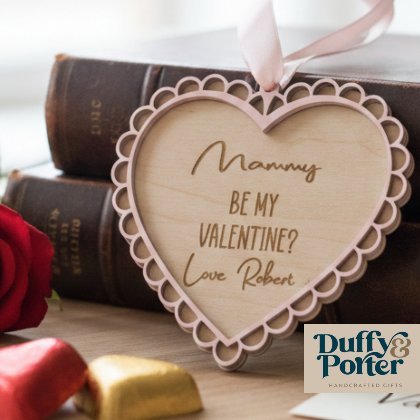 "Be My Valentine" Layered Birch Heart – Child to Parent Keepsake