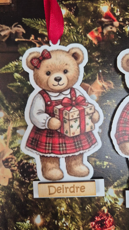 Personalised Teddy Christmas Hanging Decoration