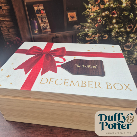 Personalised Wooden December Box -Bow | Christmas Traditions & Keepsakes