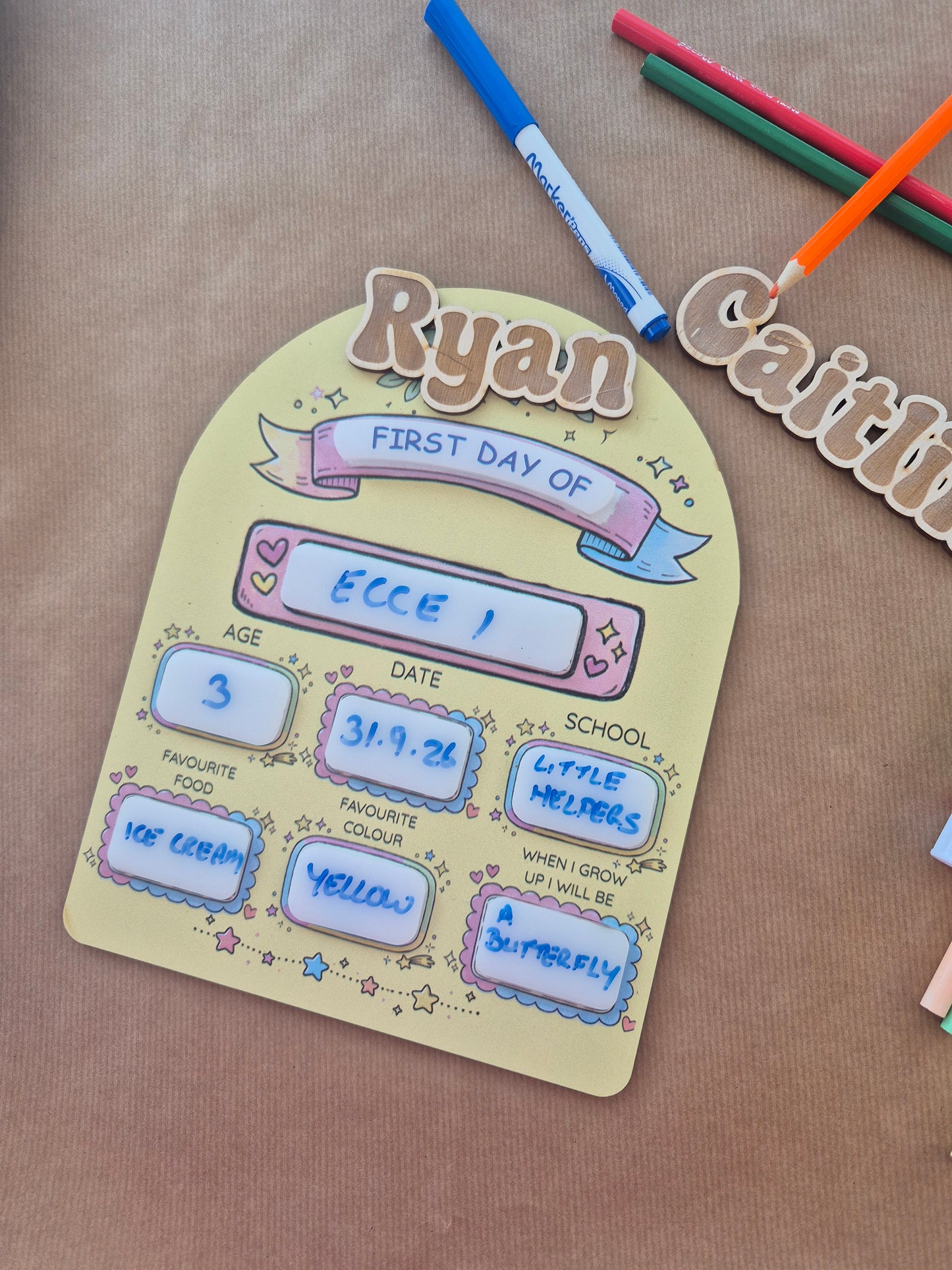Reusable First Day & Last Day of School Milestone Sign | Back to School Gift. Pink