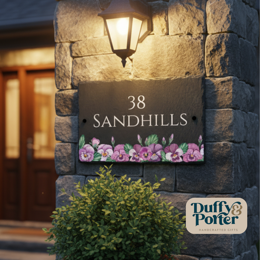 Slate House Sign - Pansy