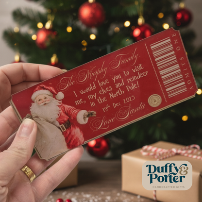 Personalised Clear Acrylic Ticket – Printed Keepsake Reveal Santa