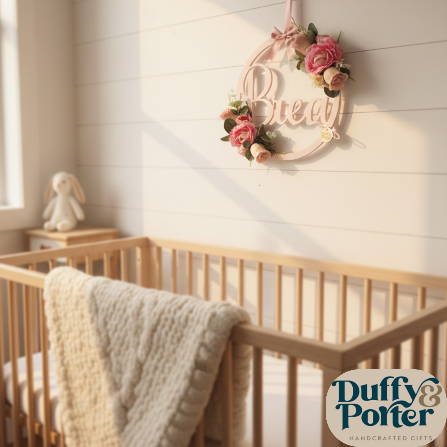 Floral Name Hoop, ideal for walls, doors and occasions