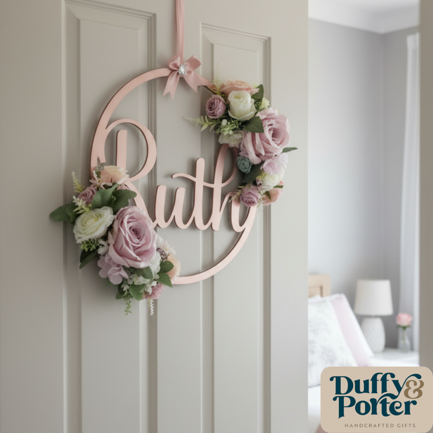 Floral Name Hoop, ideal for walls, doors and occasions
