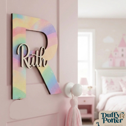 Rainbow Theme Initial with Name