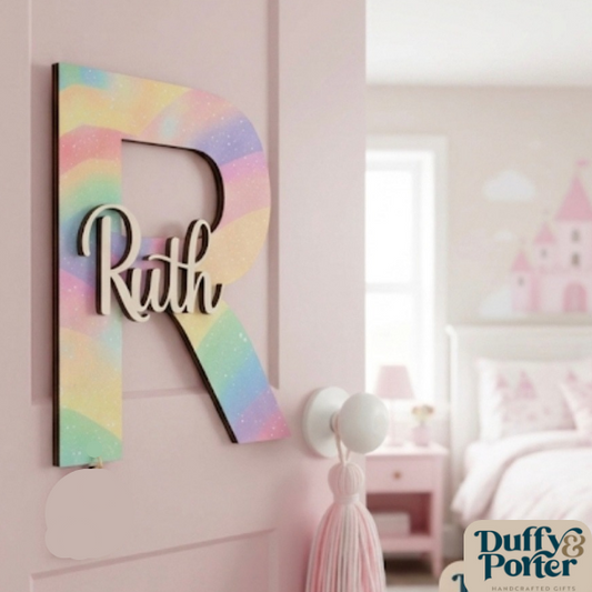 Rainbow Theme Initial with Name