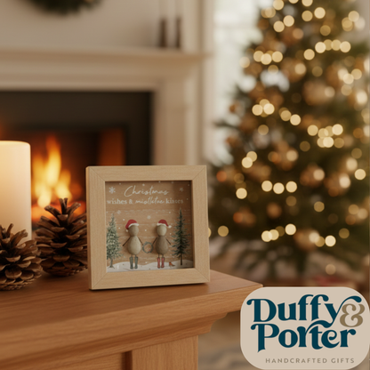 Pebble 12cm Frame - Christmas wishes, mistletoe kisses