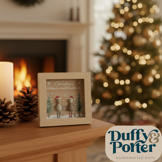 Pebble 12cm Frame - Christmas wishes, mistletoe kisses