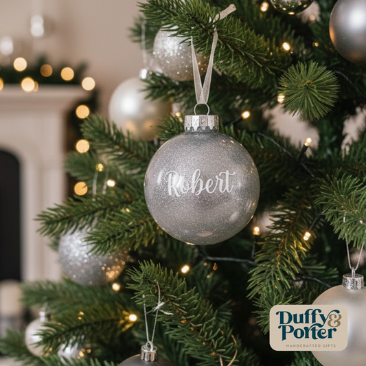 "Robert" silver glitter Christmas Tree Decoration
