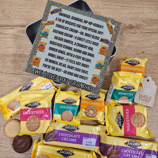 Personalised Biscuit tin full of biscuits